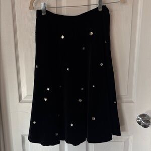 Vintage Black A-Line Skirt with Silver Details
